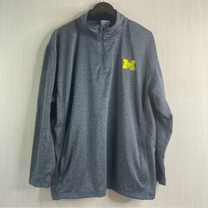 Knights Apparel Michigan Wolverines Quarter Zip Logo Pullover Heathered Gray XL